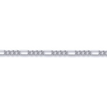 (20) Jewelco London Unisex Rhodium Silver 3+1 Figaro Link 1.5mm Chain Necklace - ACN047A
