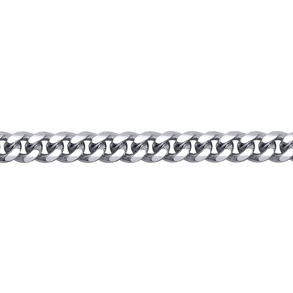 Jewelco London (26) Men's Rhodium Plated Sterling Silver Domed Curb Cuban 6Mm Chain Necklace - Acn021c