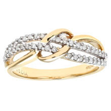 (Q) Jewelco London 9ct Yellow Gold Round 22pts Diamond Split Crossover Knot Eternity Ring 3mm - PR0AXL7476Y