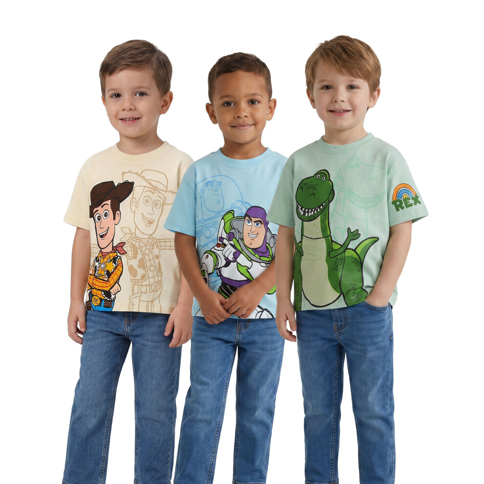 Disney (2-3 Years) Toy Story Multi-Pack Of 3 Short-Sleeved T-Shirts (Boys Multicoloured)