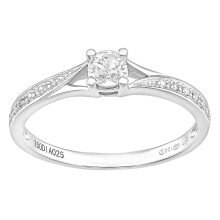 (Q) Jewelco London 18ct White Gold Round 21pts Diamond 4pts Crossover Pave Shoulder Solitaire Engagement Ring - PR1AXL2324W18