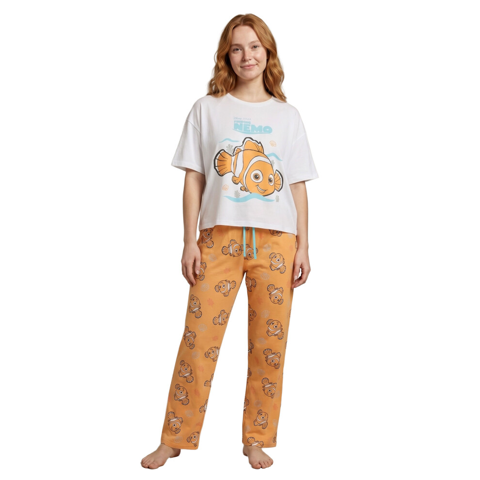 Disney (X-Large) Short Sleeve Long Leg Pyjama Set (Womens White)