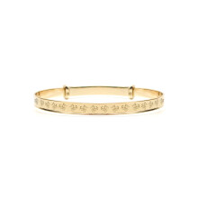 Jewelco London Solid 9ct Yellow Gold Nursery Teddy Bear Pattern 3mm Expanding Baby Bangle Bracelet - JKB114