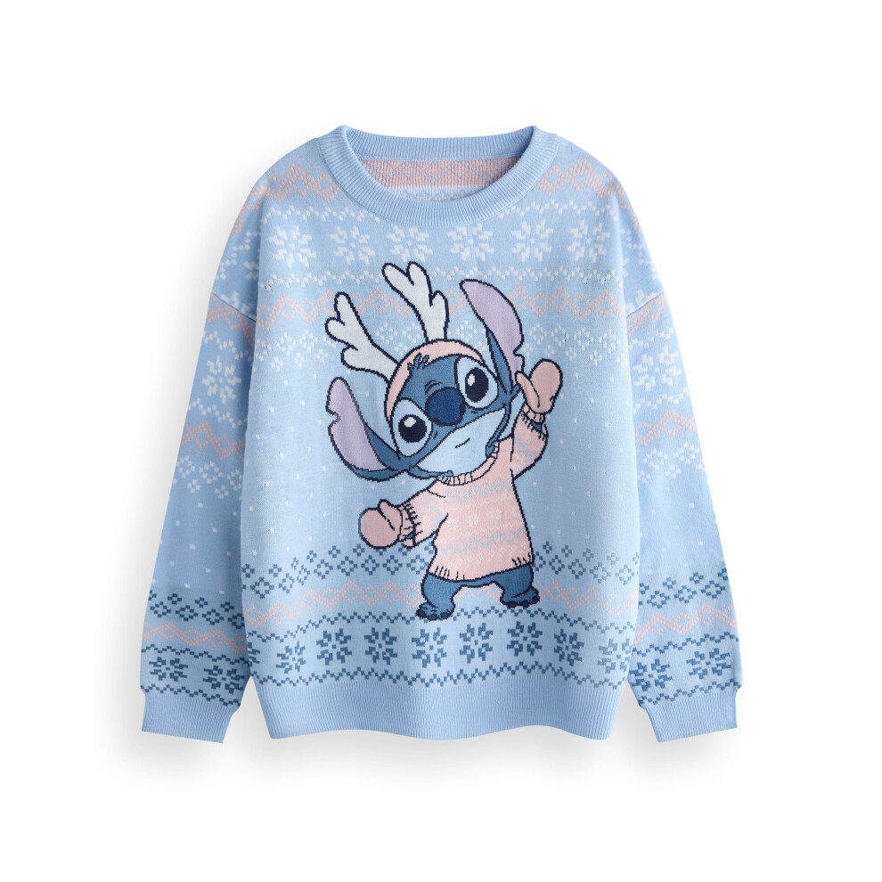 Disney (7-8 Years) Lilo & Stitch Christmas Jumper (Girls Blue)
