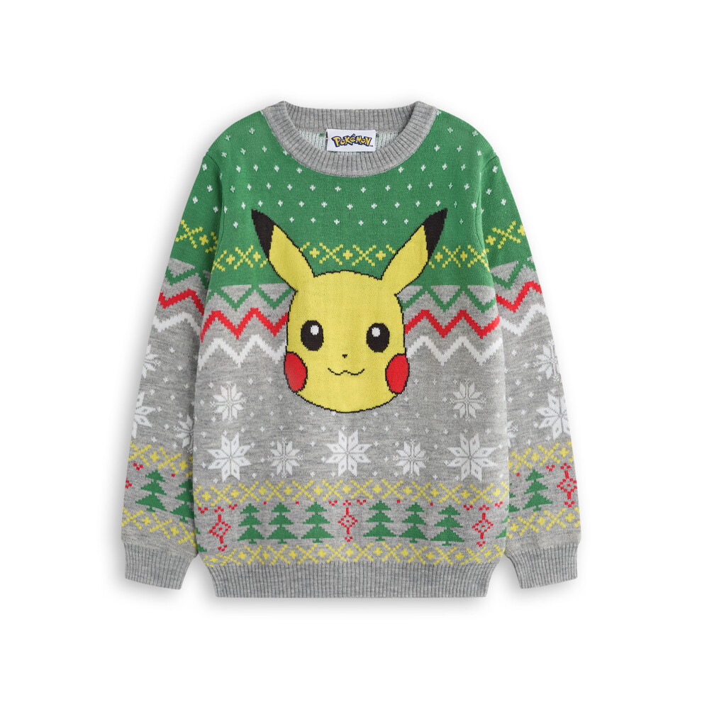 Pokémon (13-14 Years) Pokemon Christmas Jumper (Boys Grey)