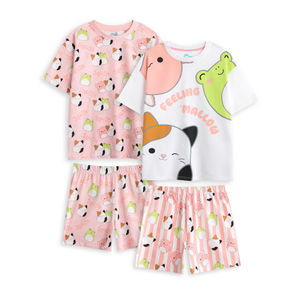 Squishmallows (9-10 Years) Multi-Pack Of 2 Short Sleeve Short Leg Pyjama Set (Girls Pink)