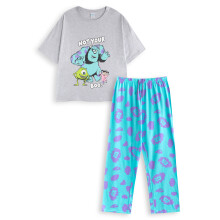 (X-Small) Disney Monsters Inc Short Sleeve Long Leg Pyjama Set (Womens Multicoloured)