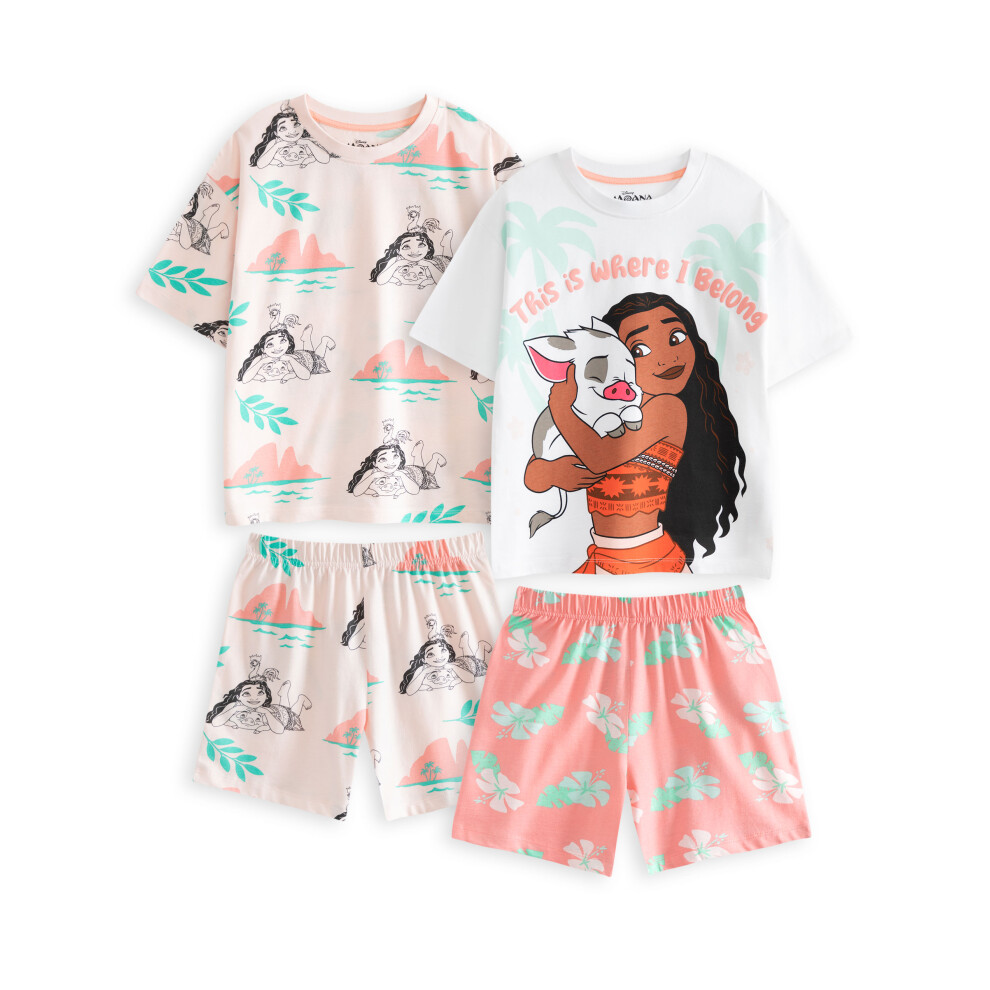 Disney (9-10 Years) Moana Multi-Pack Of 2 Short Sleeve Short Leg Pyjama Set (Girls Multicoloured)
