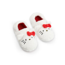 (4 UK Child) Hello Kitty Slip On Loafer Slippers (Girls White)