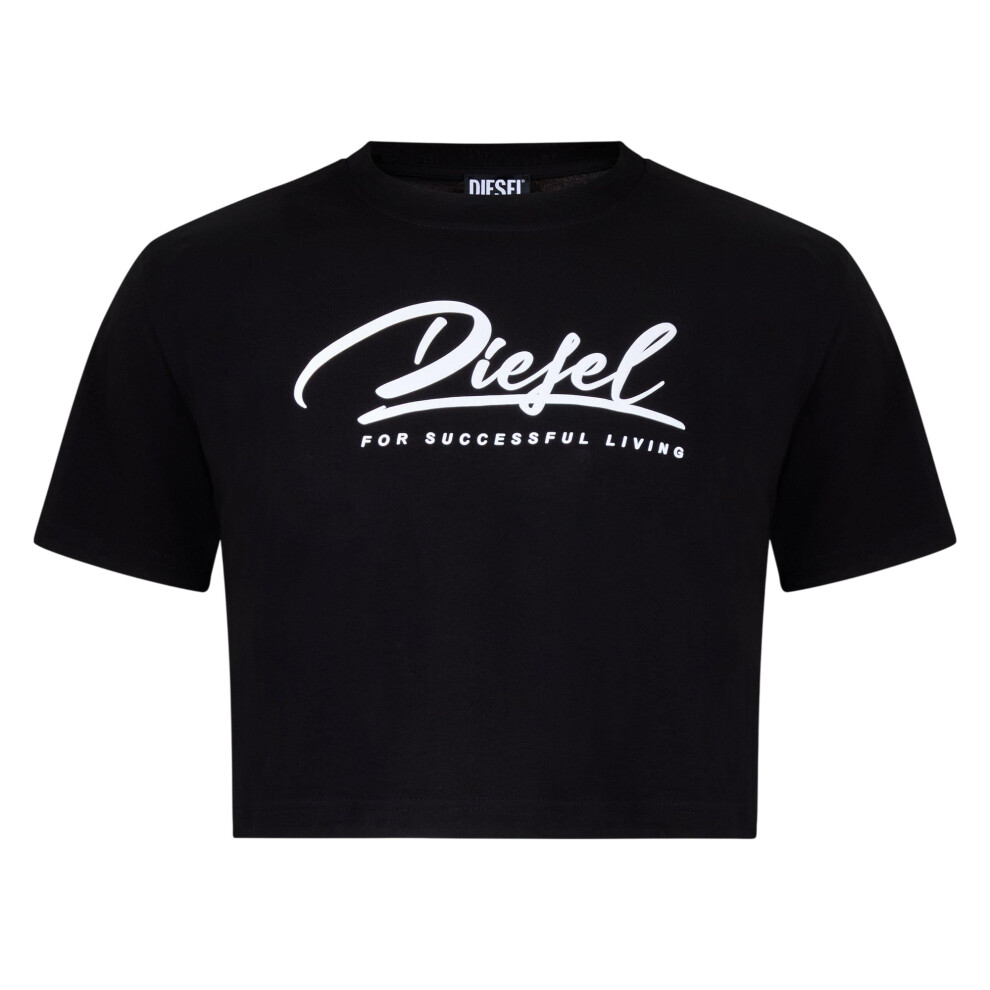 Diesel (Xxs, Caviar) Womens/Ladies Script Cropped T-Shirt
