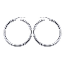 Jewelco London Ladies Sterling Silver Round Tube Polished Hoop Earrings 46mm - ER3