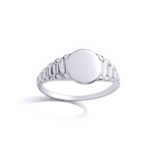 (I) Jewelco London Kids Sterling Silver Watch Strap Round Signet Ring - GVR33K