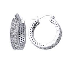 Jewelco London Ladies Sterling Silver Cubic Zirconia Huggie Hoop Earrings 24mm - GVE100