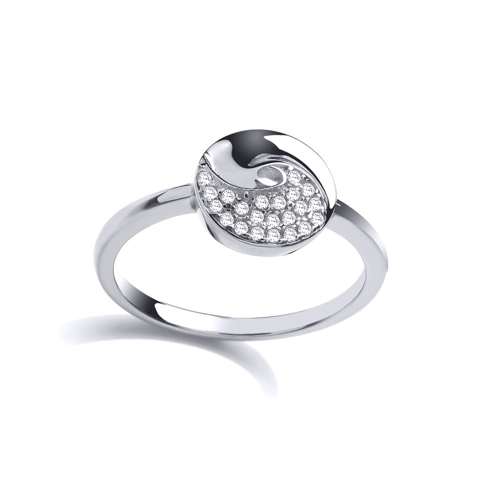 Jewelco London (P) Ladies Sterling Silver Cubic Zirconia Donut Swirl Dress Ring - Gvr827
