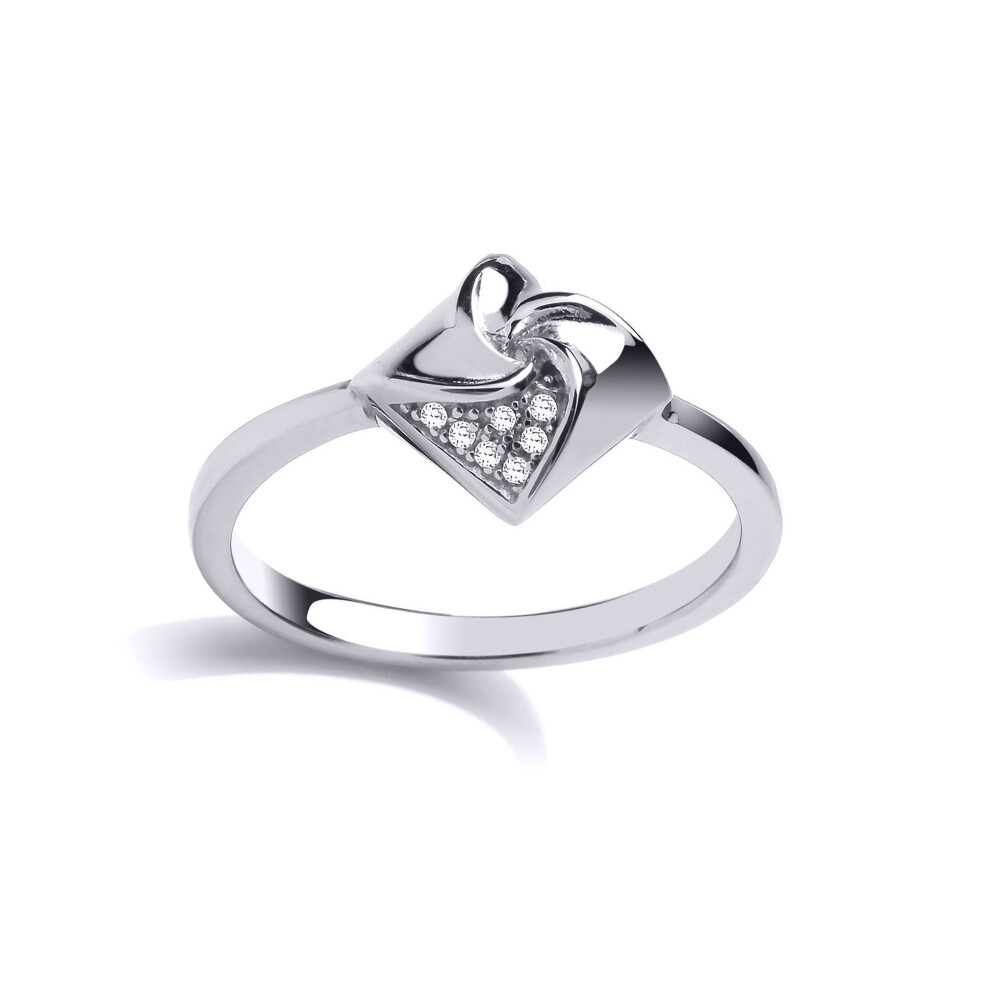 Jewelco London (R) Ladies Sterling Silver Cubic Zirconia Swirling Square Dress Ring - Gvr832