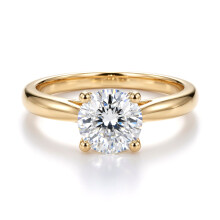 (M) Jewelco London Ladies Solid 9ct Yellow Gold Round Brilliant Cubic Zirconia Wed-fit Solitaire Travel Proposal Ring 1.00CT - JRN593