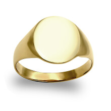 (N) Jewelco London Men's Solid 9ct Yellow Gold Oval Signet Ring - JRN134