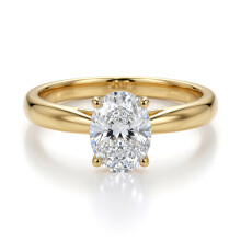 (R) Jewelco London Ladies Solid 9ct Yellow Gold Oval Cubic Zirconia Wed-fit Solitaire Travel Proposal Ring 1.00CT - JRN595