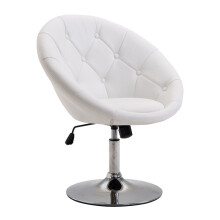 Lounge-Sessel aus Kunstleder mit Stahlgestell, weiß