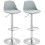Set of 2 Swivel Bar Stools with Backrest Adjustable Grey 1