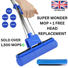 Super Wonder Mop Pro Ultra Absorbing Drying Sponge Telescopic Handle Plus 1 Head