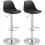 Set of 2 Swivel Bar Stools with Backrest Adjustable Black 1