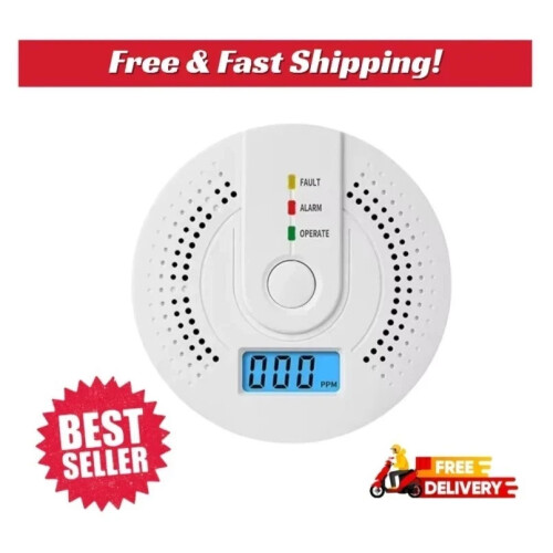 Abus Carbon Monoxide Detector Warning Alarm Sensor LED Digital Battery Powered