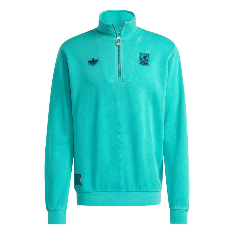Adidas (M, Green) Mens Terrace Icons Liverpool Fc Half Zip Top