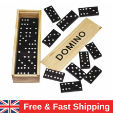 28-Piece Wooden Dominoes Set - Classic Black Box Traditional Kids Board Game
