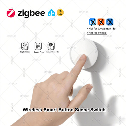 ZigBee Wireless Scene Switch Push Button Controller,Compatible With Z2MQTT,Battery Powered Automation Scenario for Zigbee Device