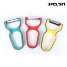 3Pcs Stainless Steel Multi-Function Potato Peeler Fruit Vegetable Chopper Mini Spud Slicer Grater Set Random Color Kitchen Tools