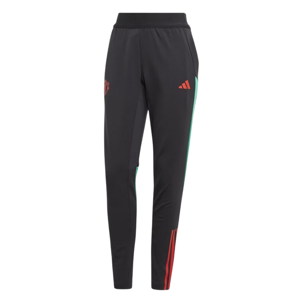Adidas (10 Uk, Black/Red) Womens/Ladies Manchester United Fc Tapered Tracksuit Bottoms