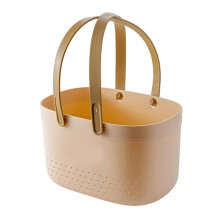 (Pink) Large Capacity Portable Bath Basket with Silicone Handle for Bathroom Storage