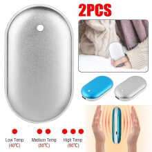 (Blue) 2 Pack Rechargeable USB Electric Hand Warmers Power Bank Pocket Heater