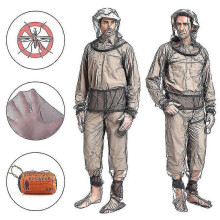 (1 set of 4pcs, L-XL) Outdoor Mesh Hooded Anti-Mosquito Bug Anzug mit Mitts und Pouch für HN