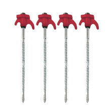(4 Red, 250mm) Sechseckige Schraube-In Spiralen Zelt Nagel Winddichte High Strength Outdoor Ausrüstung