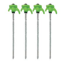 (4 Green, 200mm) Hexagonal Screw-In Spirals Tent Nail Windproof High Strength Outdoor Equipment