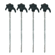 (4 Black, 250mm) Hexagonal Screw-In Spirals Tent Nail Windproof High Strength Outdoor Equipment