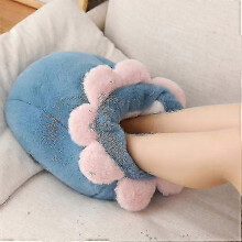 (Blue) Foot Warmer Plush Cover Keeps Feet Warm in Winter Office