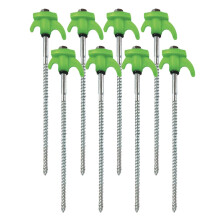 (8 Green, 250mm) Hexagonal Screw-In Spirals Tent Nail Windproof High Strength Outdoor Equipment