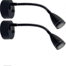 (black) 2-Pack 12V-24V Dimmable LED Reading Lamp with USB Charger for RV Camper Bedside Lighting