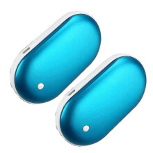 (Blue) 2 Pack Rechargeable Hand Warmers USB Power Bank Electric Pocket Heater