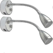 (silver) 2-Pack 12V-24V Dimmable LED Reading Lamp with USB Charger for RV Camper Bedside Lighting