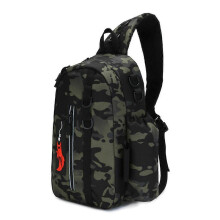 (Dark night camouflage) Sling Fishing Tackle Bag for Hiking Hunting Camping Lightweight Black