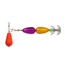 (Purple yellow) 90mm Sea Fishing Double Layer Squid Jig Hook Beads Swivels Purple Yellow