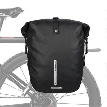 (Black) RHINOWALK X21668 Large Bicycle Rear Seat Pannier Backpack Convertible Shoulder Bag