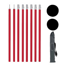 (Red 2 ball heads) Aluminum Alloy Tent Rod Set Heavy Duty Camping Accessories for Various Sized Tents