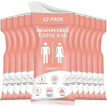 (Pink 12) Disposable Urine Bag 12/24 PCS 800ML Portable Urinal & Vomit Bags Travel Camping Unisex