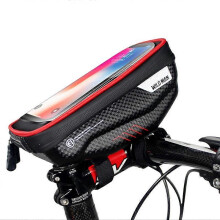 (Red) WILD MAN E1 Waterproof MTB Front Bag Phone Set Tube Bag Riding Accessories