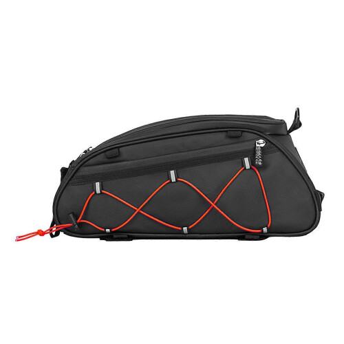 (Red) Hard Shell Bike Seat Bag Waterproof Rear Rack Saddle Pouch Reflective Strips Black